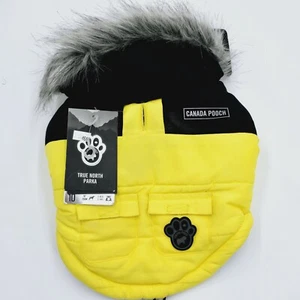 Canada Hündchen True North Fleece gefütterter Kapuzenhund Parka GRÖSSE 10 gelb & schwarz neu mit Etikett - Bild 1 von 5