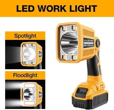 1250LM Flashlight for Dewalt 20V Battery Spotlight Jobsite Light LED Work Light - Image 1 of 4