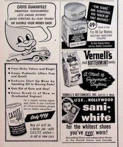 1954 Casite Car Oil Additive & Tune-up Vintage Print Ad Rids Engine Gum & Goo - Picture 1 of 2