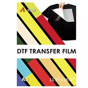 A-SUB DTF Transfer Film A3 Direct to Film Sublimation Paper for Dark 11x17 30 Sh - Picture 1 of 8