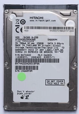 Hitachi 250GB SATA 2.5" Laptop HDD Model HTS455025B9A300 P/N  - Image 1 of 2