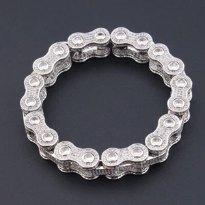 5AAA+ CZ Ice Out Hip Hop Bling Bicycle Chain Bracelet 24k Real Gold Plated - Picture 1 of 14