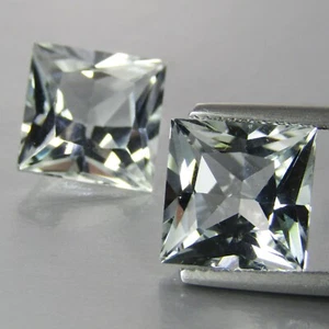 11.70Cts Natural White Topaz 10mm Princess Cut Matching Pair Gemstones Ref-VDO - Picture 1 of 4