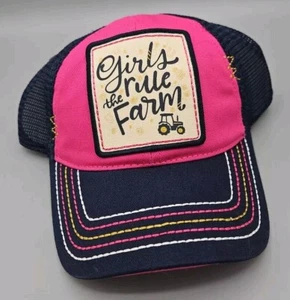 John Deere Toddler Pink Blue Trucker Baseball Hat Cap Girls Rule The Farm - Picture 1 of 6