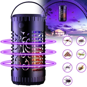 Solar Bug Mosquito Zapper for Indoor Outdoor Rechargeable w/ UV Warm Flame Light - Picture 1 of 16