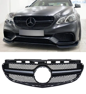FRONT GRILLE E63 AMG STYLE GLOSS BLACK FOR MERCEDES E CLASS W212 2014-2016 - Picture 1 of 7