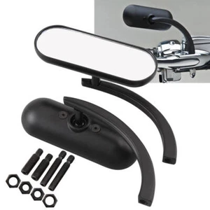 Motorcycle Black Mini Oval Rear View Mirrors For Harley for Fatboy for Yamaha GF - Picture 1 of 6
