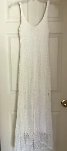 Maxi abito lungo senza maniche Abercrombie & Fitch bianco panna pizzo uncinetto nuovo XS - Foto 1 di 12