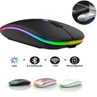 Slim Silent Rechargeable Wireless Mouse RGB LED USB Mice MacBook Laptop PC UK,