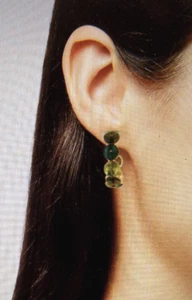 Oscar de la Renta Resin Gold Plated Dome Multi shades Green clear Hoop Earrings - Picture 1 of 9