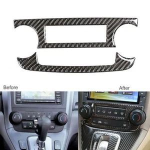 2Pcs Für Honda CR-V CRV 2007-11 Carbon Fiber Center Console CD Panel Cover Trim - Picture 1 of 9