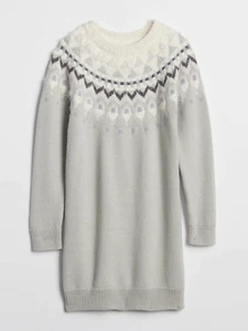 Gap Kids Gray Sparkle Fair Isle Sweater Dress Large 10 $58 NWT - Picture 1 of 1