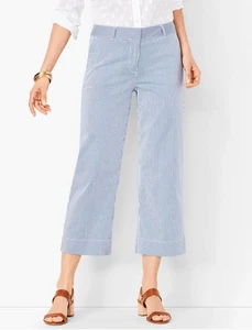 Pantalones de pierna ancha TALBOTS a rayas PERFECT CROPS azul blanco CRUCERO para mujer talla 20W - Imagen 1 de 13
