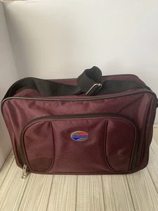 American Tourister Small Carry-On Bag Maroon Adjustable Strap Pockets - Picture 1 of 14