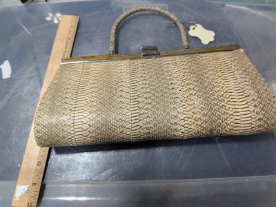 Cartera italiana vintage con broche de piel de serpiente, años 40 Foto 1 de 4