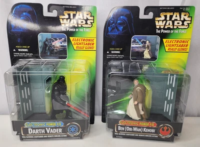 Vintage 1996 Star Wars OBI-WAN KENOBI/DARTH VADER POTF Glowing Vintage Hasbro FX - Image 1 of 4