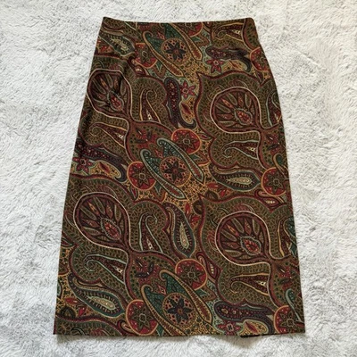 Retro Boho Chic Paisley Largo Maxi Falda Recta Ventilación Trasera Talla 14 Colores Otoño Foto 1 de 4
