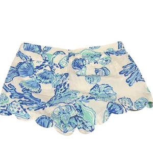Lilly Pulitzer The Buttercup Shorts Jakobsmuschelsaum Größe 14 blau & grün Muschel Pr - Bild 1 von 4