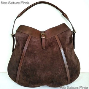 Gebrauchte RALPH LAUREN braune Wildleder Leder Schulter Handtasche aus Japan - Bild 1 von 20