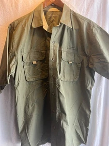 Eddie Bauer Manga Corta Abotonada Talla Grande Caqui Verde Oliva 100% Algodón - Imagen 1 de 5