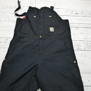 Mono con tirantes Carhartt para hombre 38x32 negro R38 pato cremallera a muslo acolchado forrado trabajo - Imagen 1 de 6