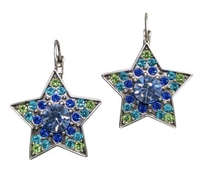 Pendientes perforados Kirks Folly Star azul verde cristal estrás tono plata Foto 1 de 4