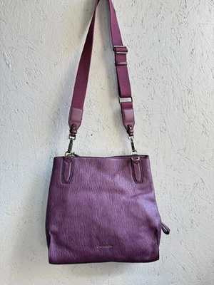 CALVIN KLEIN triple compartment faux-leather women's large crossbody bag - Plum - Image 1 of 4