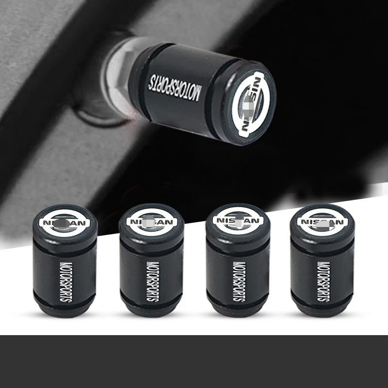 4PCS/Metal Car Wheel Tire Air Valve Stem Dust Valve Cap Cover for Nissan/Black - Image 1 of 1