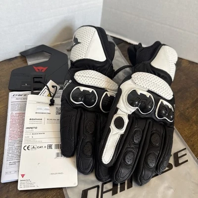 Guantes de moto de cuero Dainese Impeto para hombre negros/blancos talla L NUEVO Foto 1 de 4