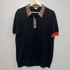 Suéter Polo Grande Burberry Para Mujer Lana Merino Tejido Ajustado A Cuadros Negro - Imagen 1 de 11