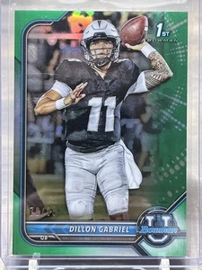 Bowman University 2021 cromo primer Dillon Gabriel refractor verde verdadero SP #/99 RC - Imagen 1 de 2