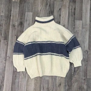 Handmade Chunky striped Turtleneck sweater - Picture 1 of 3
