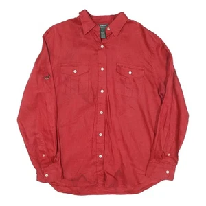 LAUREN RALPH LAUREN Womens Red Linen Shirt L Long Sleeve Button Up Casual - Picture 1 of 6