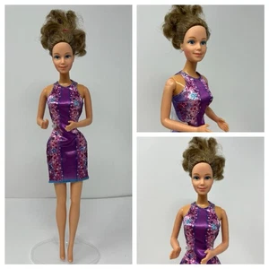 Barbie Abuela Muñeca Corazón Familia 1986 en Vestido Morado Rodillas Flexibles - Imagen 1 de 19