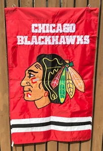 NHL Licensed CHICAGO BLACKHAWKS Applique 44" x 28" House Flag Banner 100% NYLON - Imagen 1 de 5