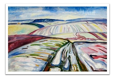 Edvard Munch Campo en la nieve 1907 Pintura Vintage 15x22" Impresión Artística Premium Foto 1 de 2