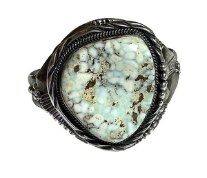 Vintage Large Dry Creek Turquoise Sterling Silver Navajo Cuff Bracelet - Picture 1 of 6