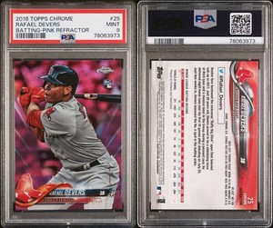RAFAEL DEVERS - 2018 Topps Chrome - Pink REFRACTOR Rookie - PSA 9! 🔥