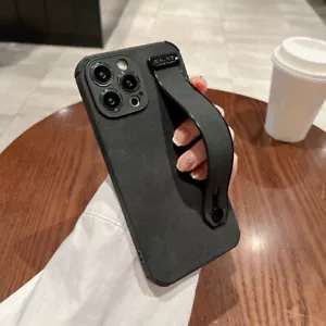 Funda protectora a prueba de golpes de cuero de cordero con soporte de mano para iPhone 14 13 12 Pro Max 16 - Imagen 1 de 19