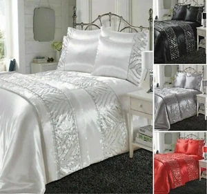 Luxurious SHIMMER Shiny Satin Silk Laces Duvet Covers Bedding Set Or Bed Runners - Picture 1 of 5