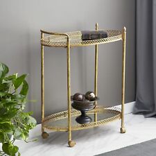 Gold Metal Traditional Bar Cart with Lockable Wheels Gold 16.13 x 30.13 x 34.63