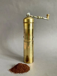 Coffee Beans Grinder, Handmade Brass Mill with Tall Bottom Chamber H:17cm - Picture 1 of 13