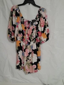 Jessica Simpson romper jumpsuit Size L overall short Floral Blooms in the bay - Picture 1 of 22