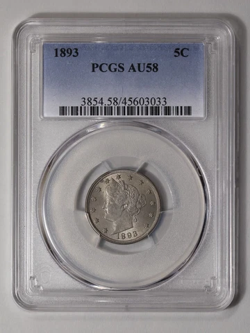 1893 5C Liberty Nickel PCGS AU58 Cover