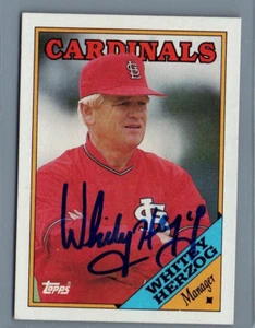1988 Topps - Team Checklist #744 Whitey Herzog Hand Signed Autographed Card - Picture 1 of 2
