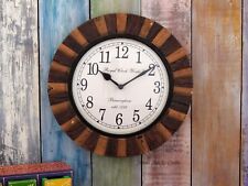 Wooden Hand Crafted Two Tone Wall Clock Handcrafted Wall Decor Living Room Clock