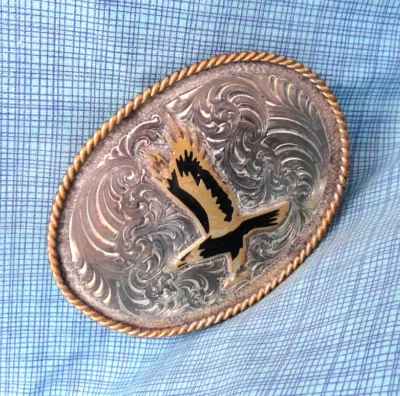 Eagle Belt Buckle Working Cowboy Scroll Flourish Vtg Montana Silversmiths.SHY912 - Image 1 of 4