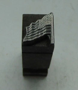 Vintage Printing Letterpress Printers Block Dingbat USA Flag 5/16" x 2/8" - Picture 1 of 2