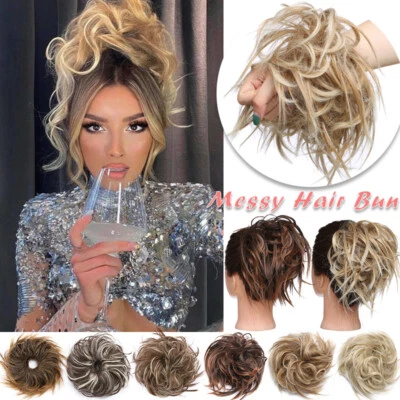 Grampo de garra bagunçado encaracolado Updo peça de cabelo sintético pães de cabelo rolo de donut chignon - Imagem 1 de 4