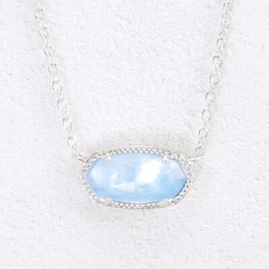 NWOT Kendra Scott Elisa Sky Blue Illusion Short Necklace Silver Tone